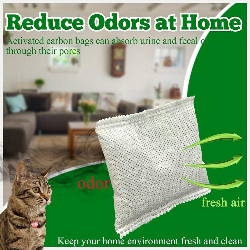 PurifyLogix 12 * 43g Larger Bag Activated Charcoal Odor Absorber Bags for Stainless Steel Litter Box with Lid, Natural Coconut shell Charcoal Bags, Absorb Odors/Control Damp from Pets/Keep Home Fresh - Image 4